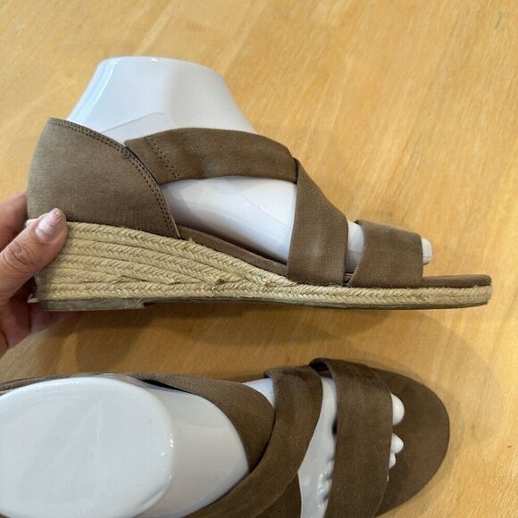 Lifestride Womens Siesta Brown Espadrille Open Toe Suede Wedge Sandal Size 8 - Picture 3 of 10